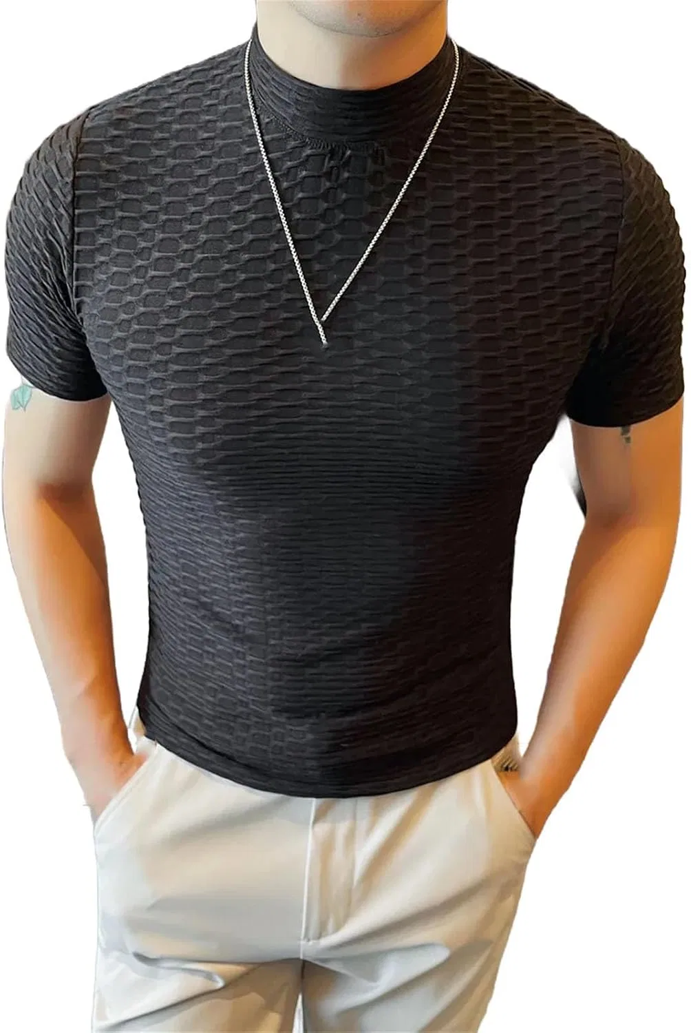 Мужская футболка с воротником-стойкой Mock Neck Polo, Black