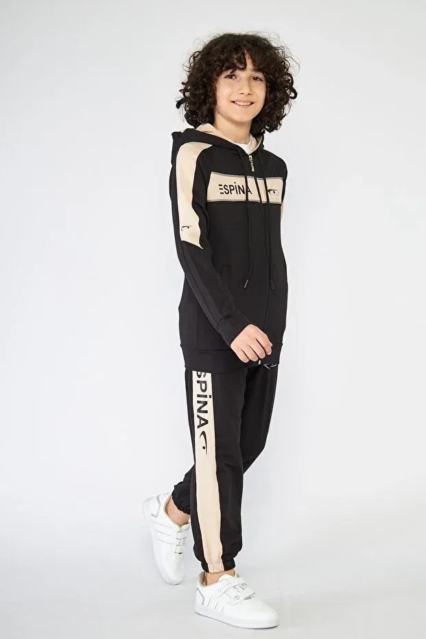 Детский спортивный костюм с принтом Espina printed scuba tracksuit set with zippered pockets Live Sport, Black — фото 3