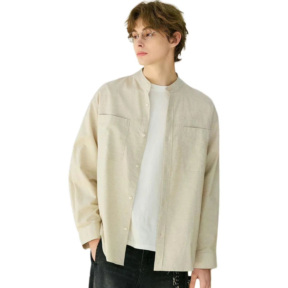 Детская рубашка с длинным рукавом и воротником-стойкой Tonlion, Linen