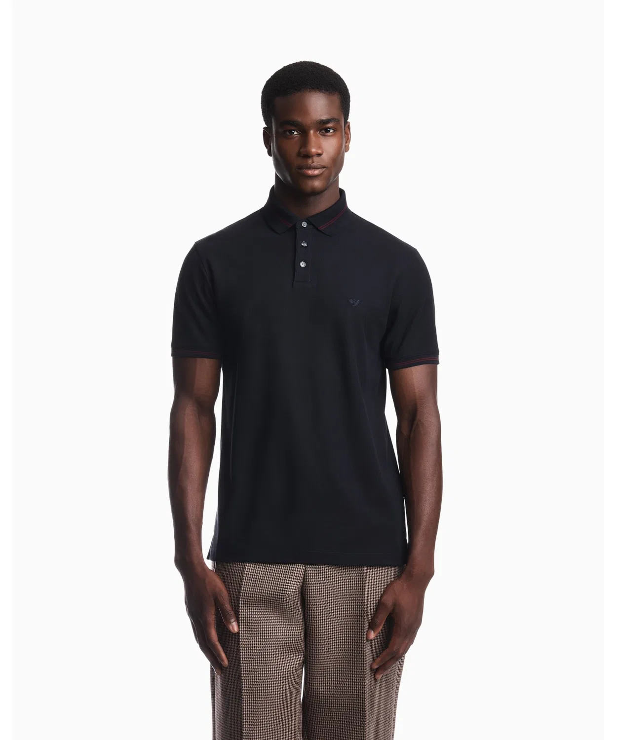 Мужская хлопковая поло с коротким рукавом Eagle Logo EMPORIO ARMANI, Navy