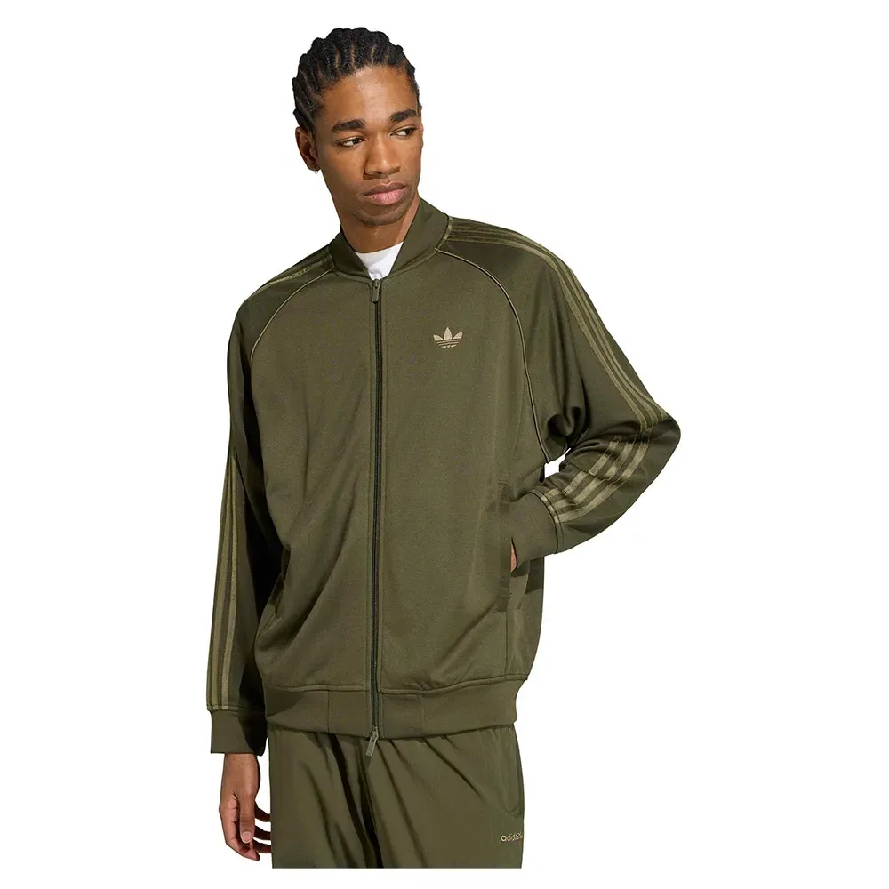 Толстовка на молнии Loose Track Adidas Originals, зеленый