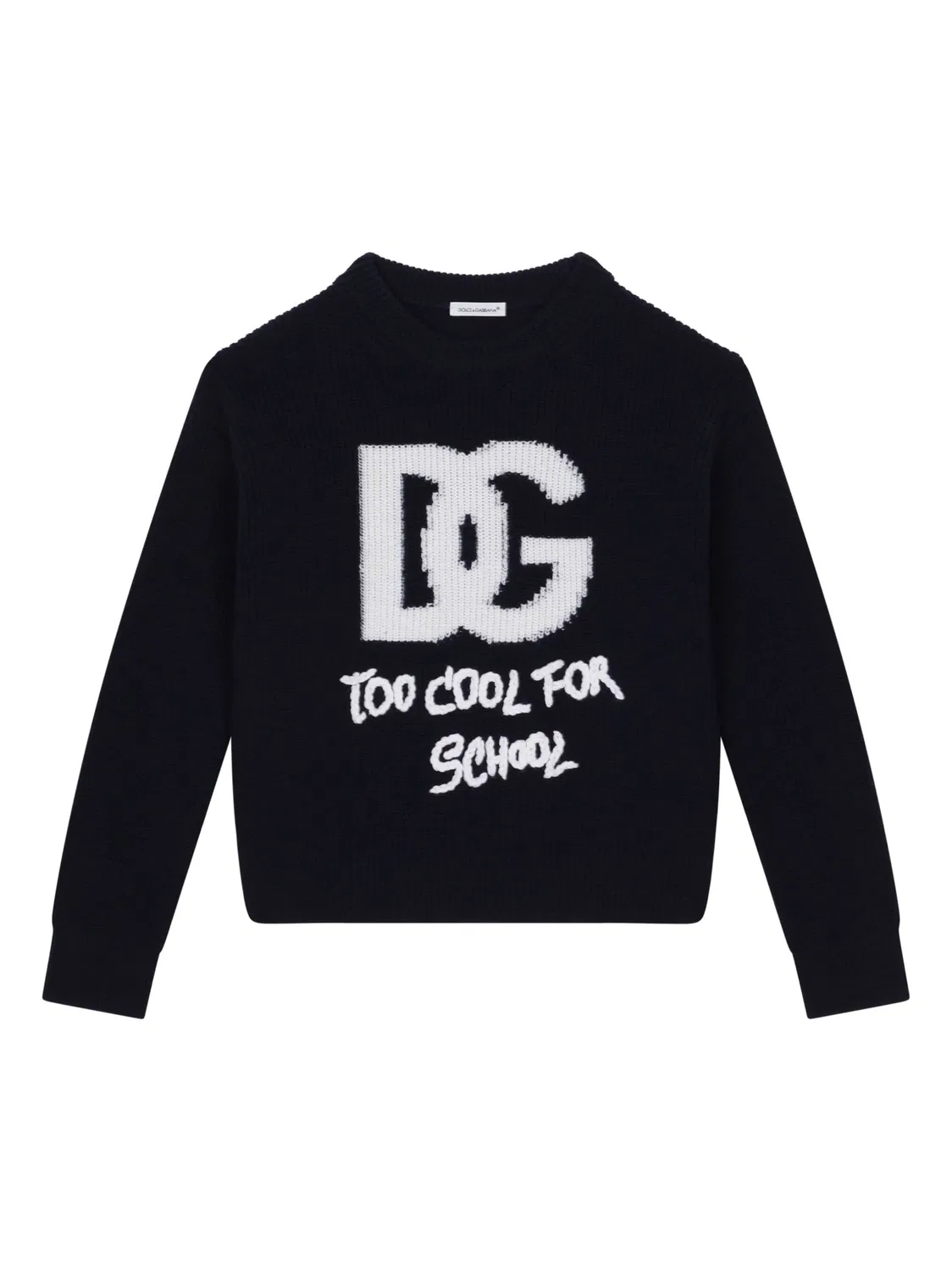 Джемпер из мериносовой шерсти с жаккардовым логотипом Dolce & Gabbana, черный