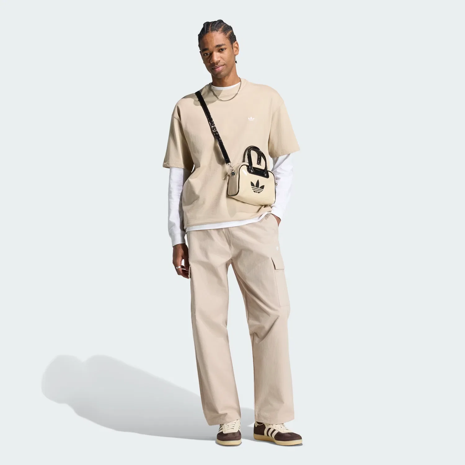 Мужские грузовые брюки свободного кроя Trefoil Essentials Cargo Pants Adidas Originals, Khaki Three — фото 3
