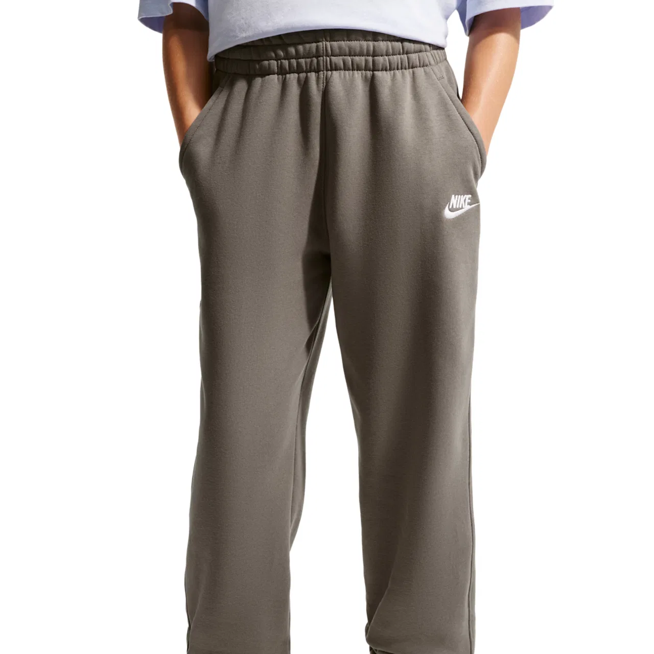 Детские спортивные штаны для мальчиков из футера Nike NSW Club Fleece Loose Pants, Cave Stone/White