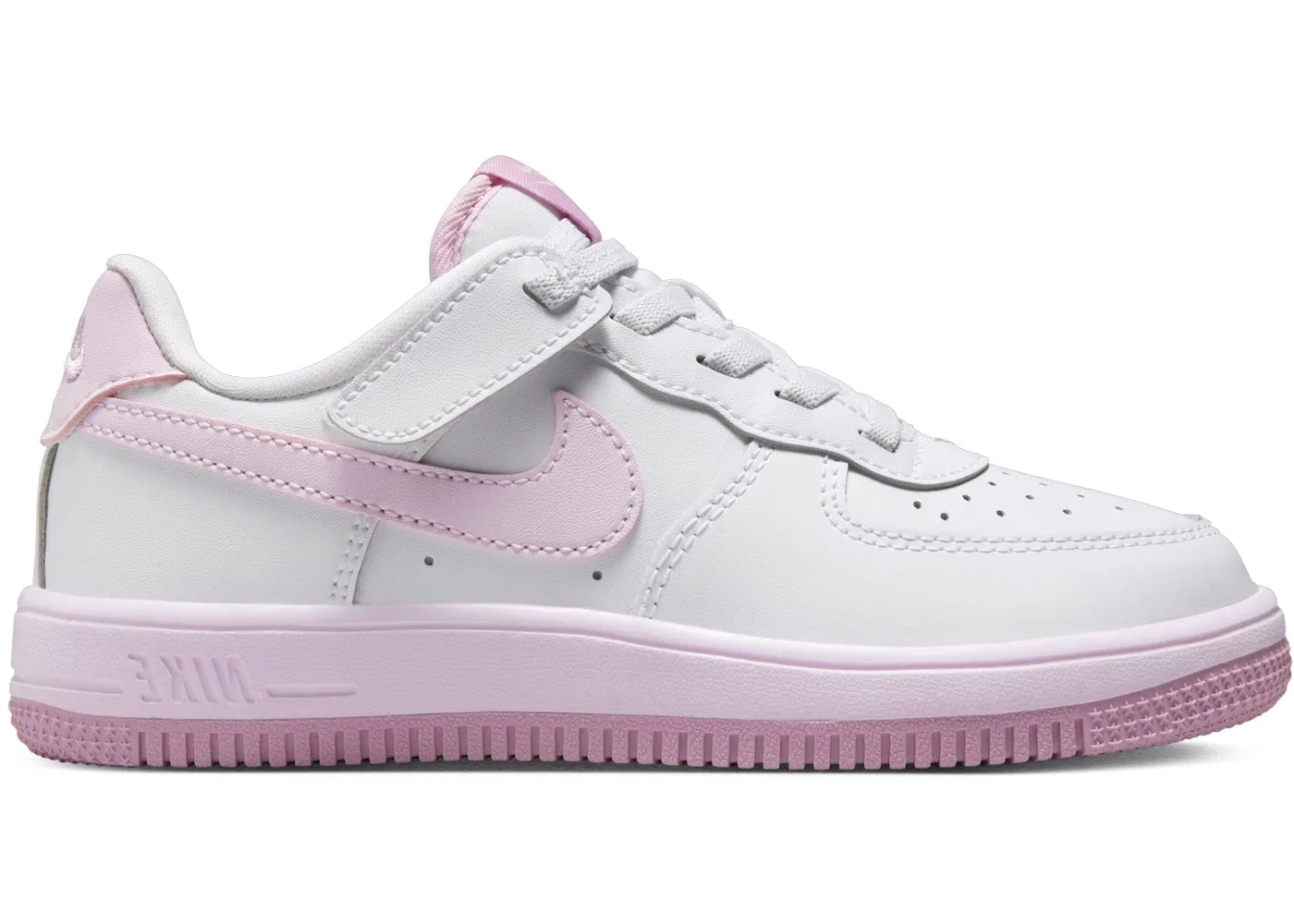 Детские кроссовки для мальчиков и девочек с ремешком Nike Force 1 Low EasyOn, White/Elemental Pink/Pink Foam/Pink Foam