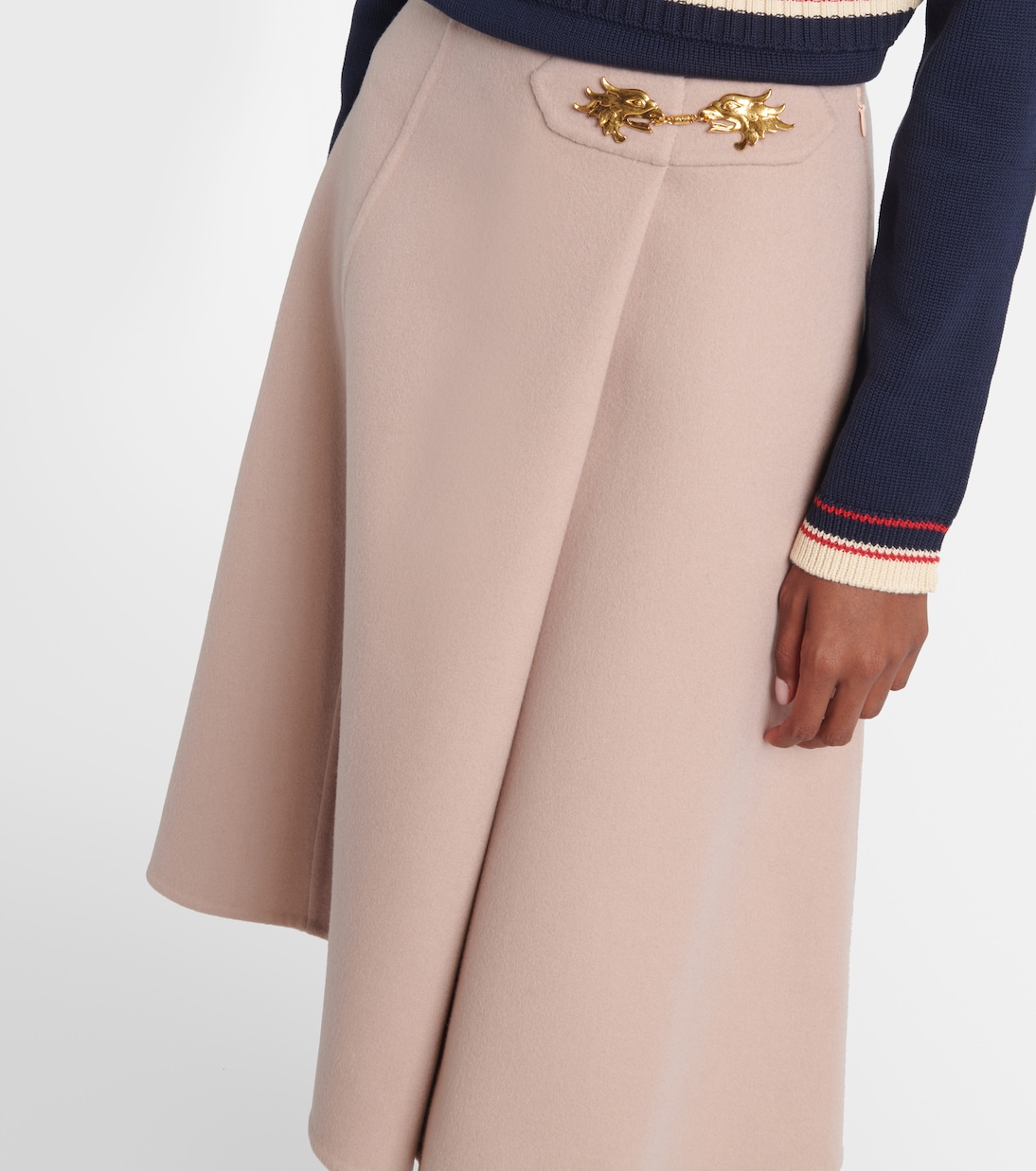 Юбка миди из шерсти и кашемира Valentino, Rose Beige — фото 4
