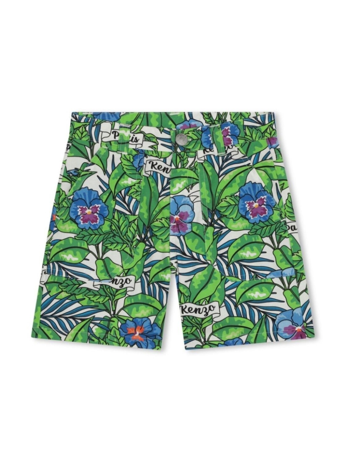

Kenzo Kids поплиновые шорты с цветочным принтом, зеленый