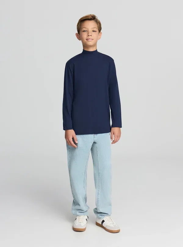 Комплект из 3 футболок с длинным рукавом, хлопок, Long Sleeved Top, Terranova, White, белый/черный/синий