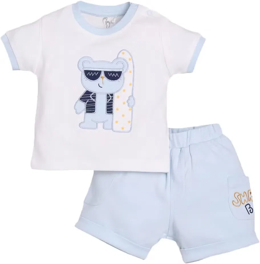 Комплект футболка с коротким рукавом и штаны с принтом Baby Go, голубой