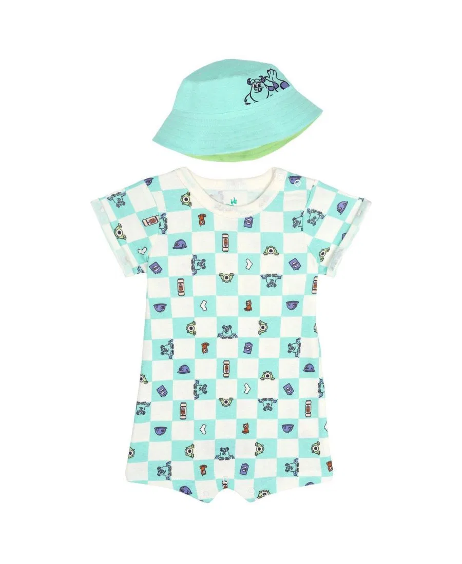 Комплект из боди-комбинезона с коротким рукавом и панамки Monsters Inc., Teal
