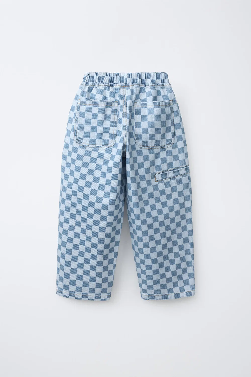 Джинсы свободного кроя с клетчатым принтом ZARA, Blue — фото 2