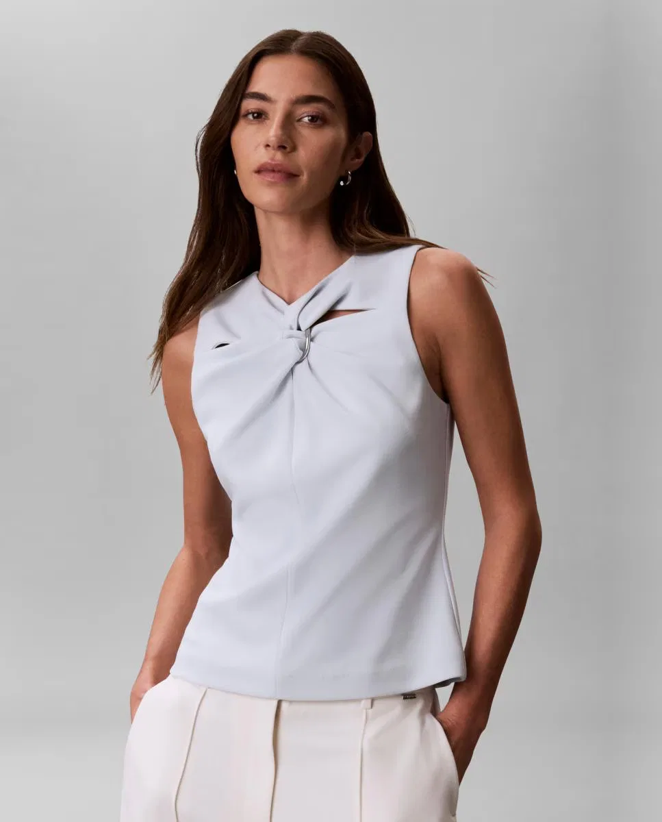 Женский топ, Scuba Crepe Drapeado, Calvin Klein, голубой