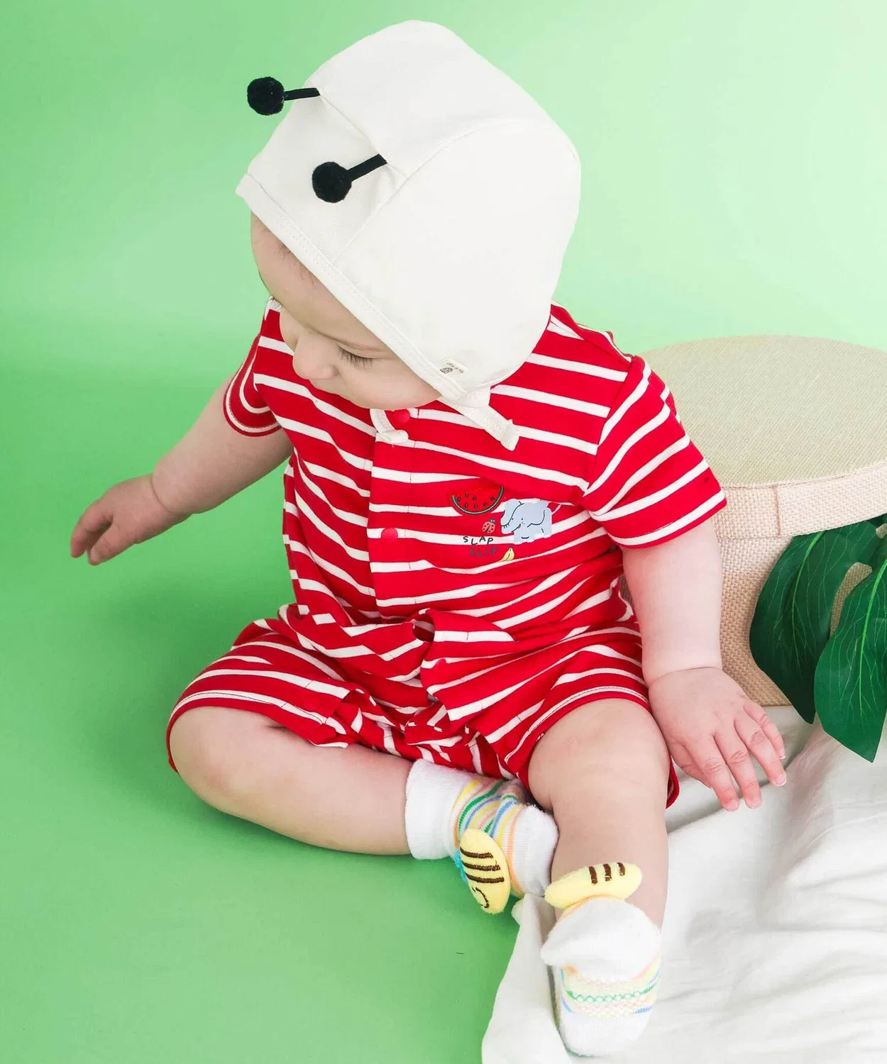 Детский боди-комбинезон с фруктовым патчем и принтом, модель Fruit Patch SLAP SLIP BABY, Red — фото 3