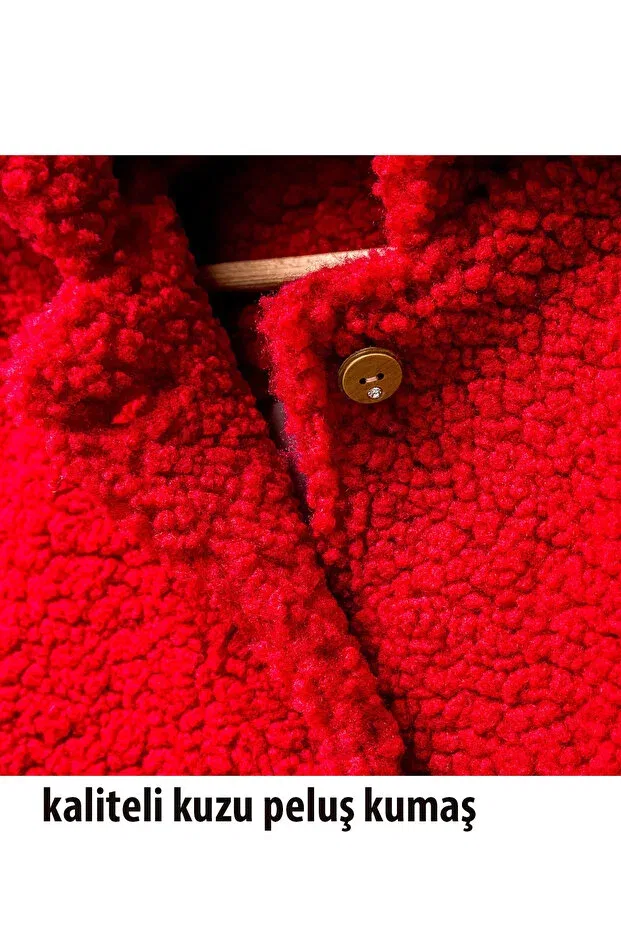 Детское пальто для девочек плюшевое Cumino Generic Brands, Red — фото 3