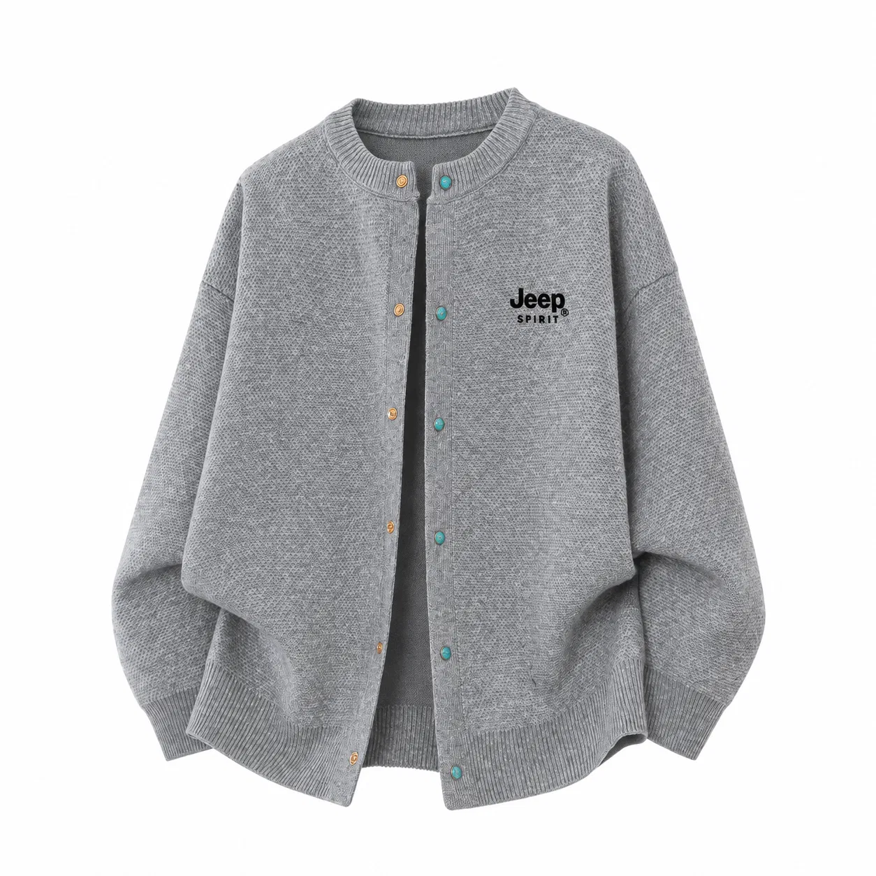 Детский свитер с круглым вырезом, прямой крой, JEEP SPIRIT, Gray