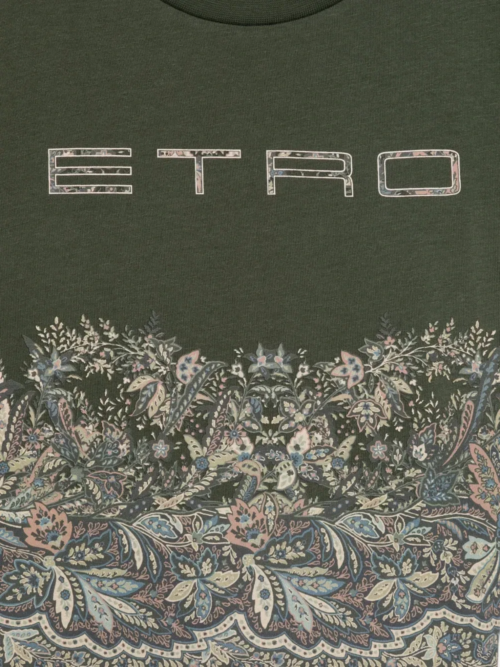 Футболка с логотипом и принтом пейсли Etro Kids, зеленый — фото 3