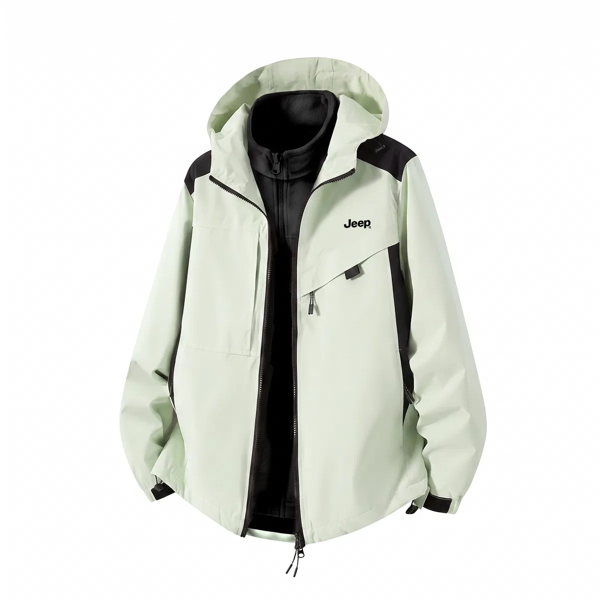 Детское худи с капюшоном, с флисовым утеплителем, модель Unisex Hooded Non Detachable Moderate Straight Fit, Jeep, молочно-белый