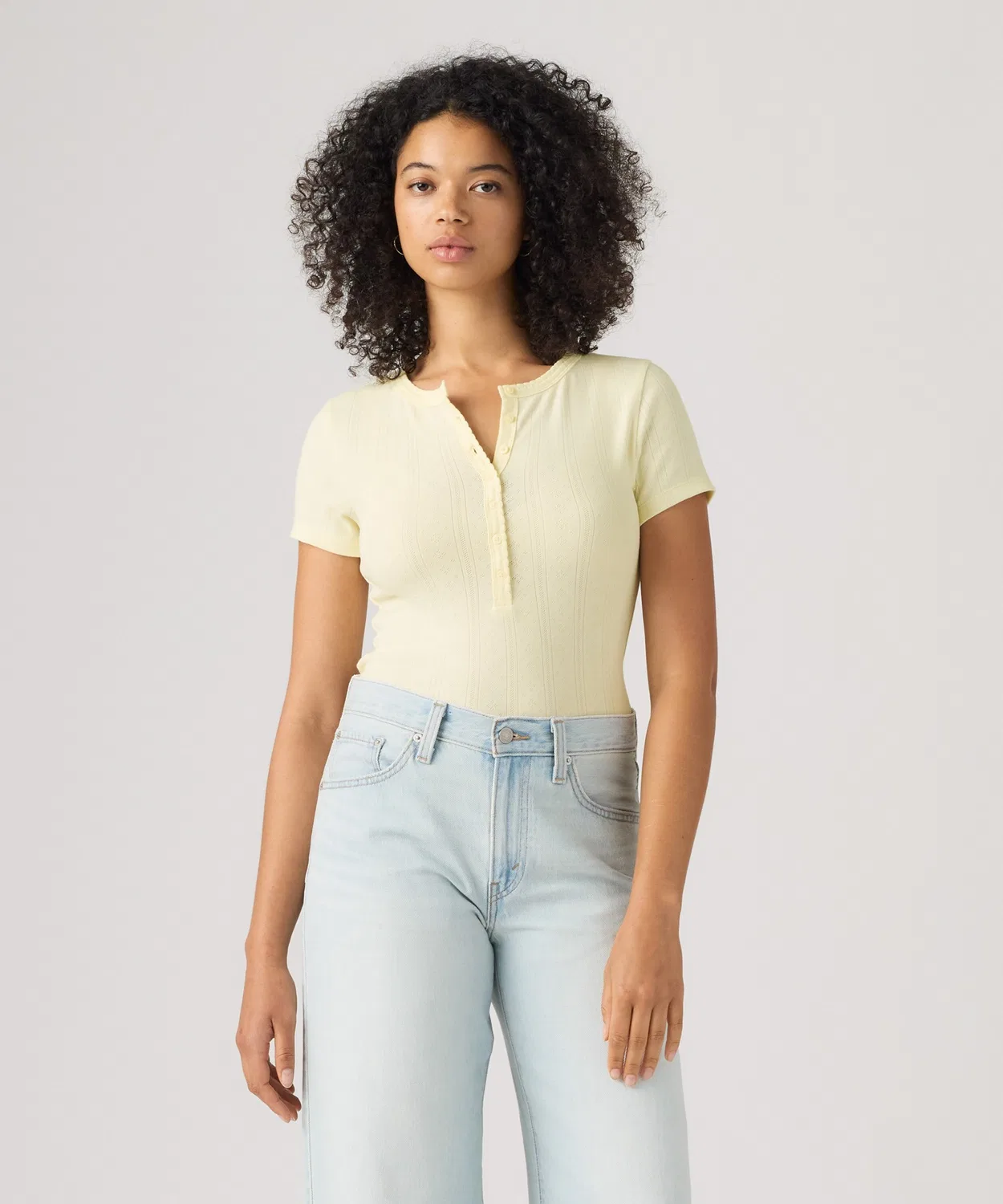 Женская футболка с коротким рукавом, модель Pointelle Levi's, Yellow