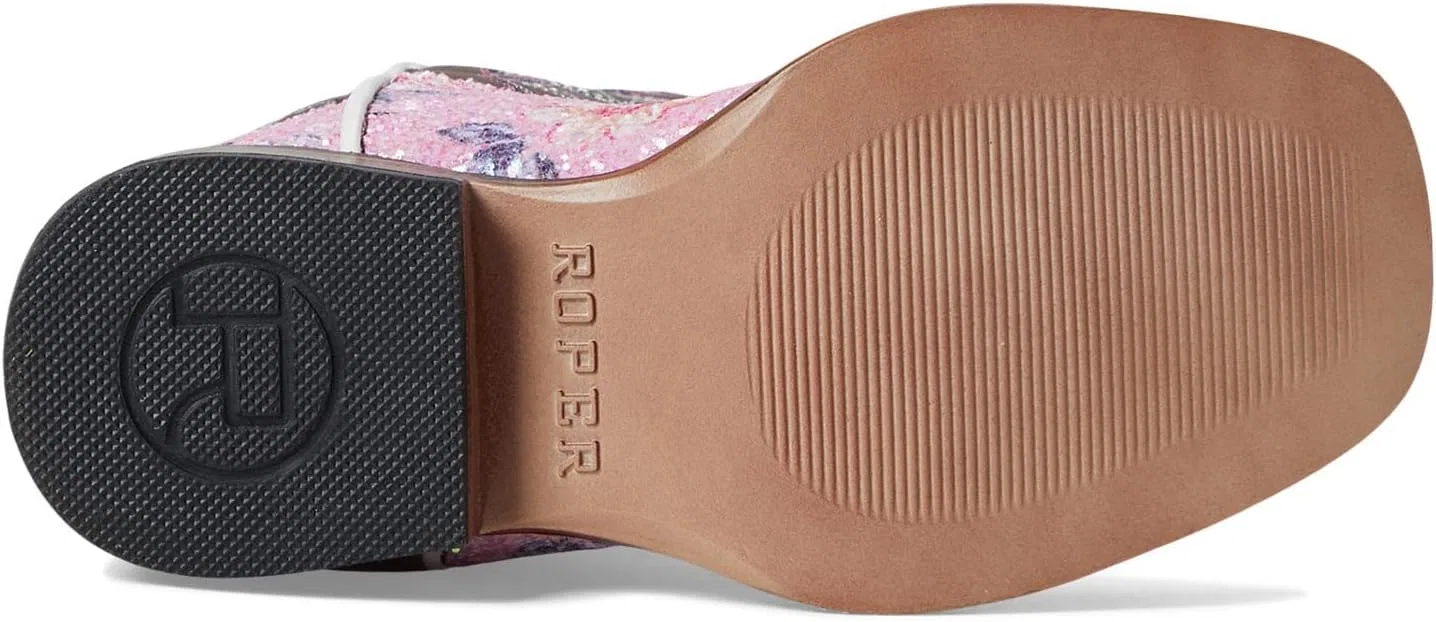 Детские ботинки для девочек с блестками Roper Kids Glitter Flower ROPER, Brown — фото 3