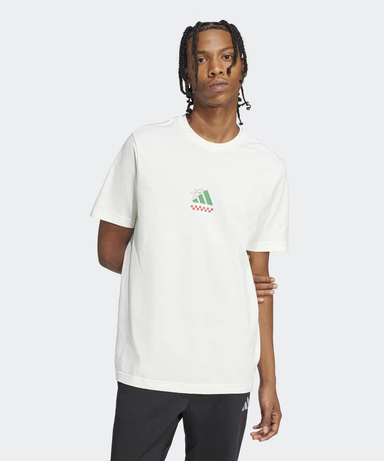Мужская футболка с принтом пиццы Lounge Pizza Graphic Adidas, Off White — фото 3