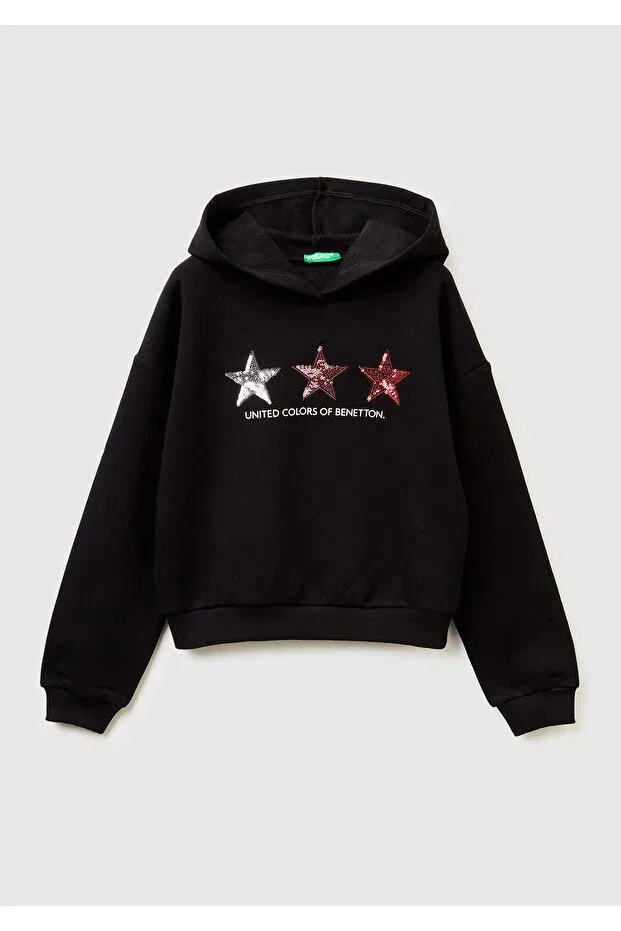 Детские свитшот для девочек с вышивкой United Colors Of Benetton, Black