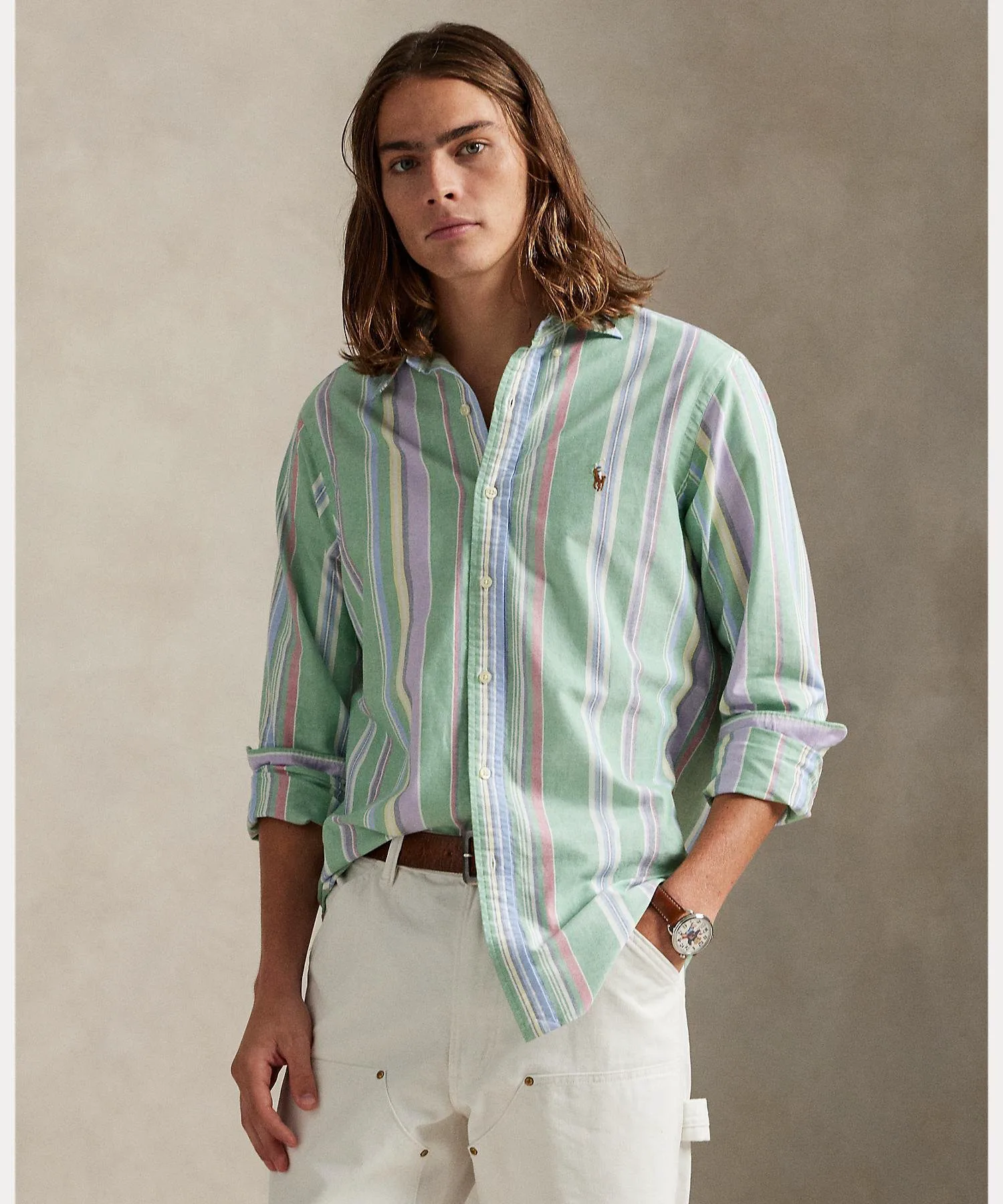 Классическая полосатая рубашка Оксфорд Polo Ralph Lauren, 300 Green