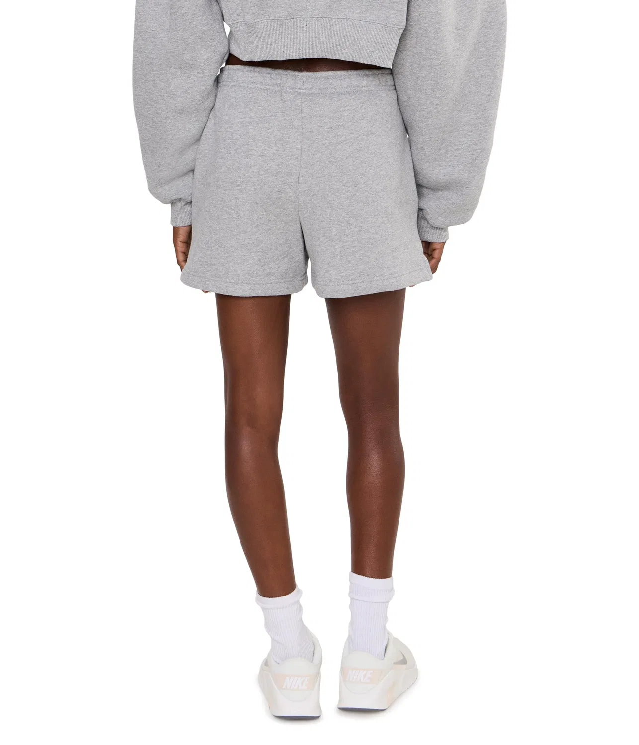 Шорты Studio Fleece Mid-Rise 4" Nike, Dark Grey Heather/Sail — фото 4