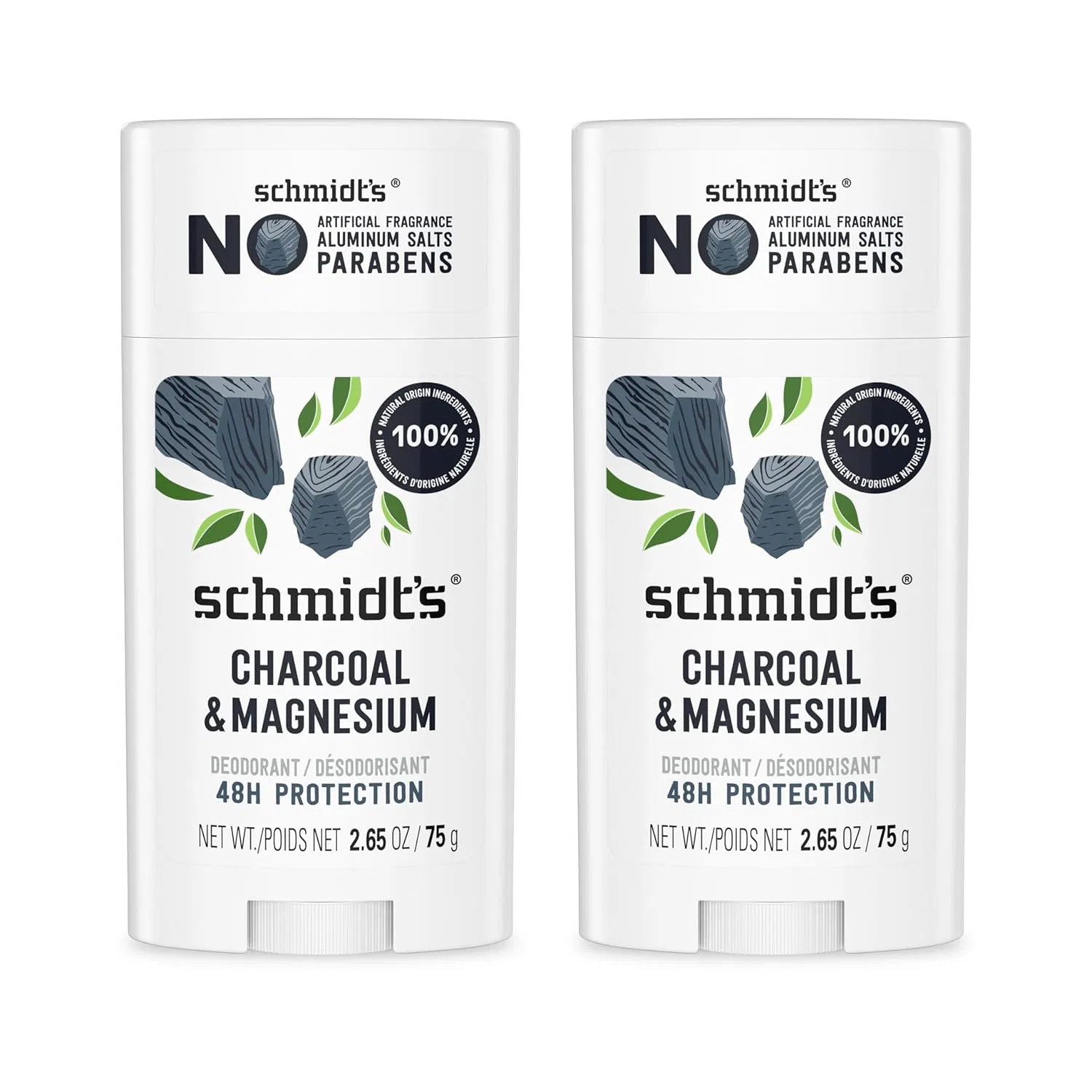 Дезодорант Stick Schmidt's Charcoal & Magnesium, 2 шт, 150.25 г, Fresh