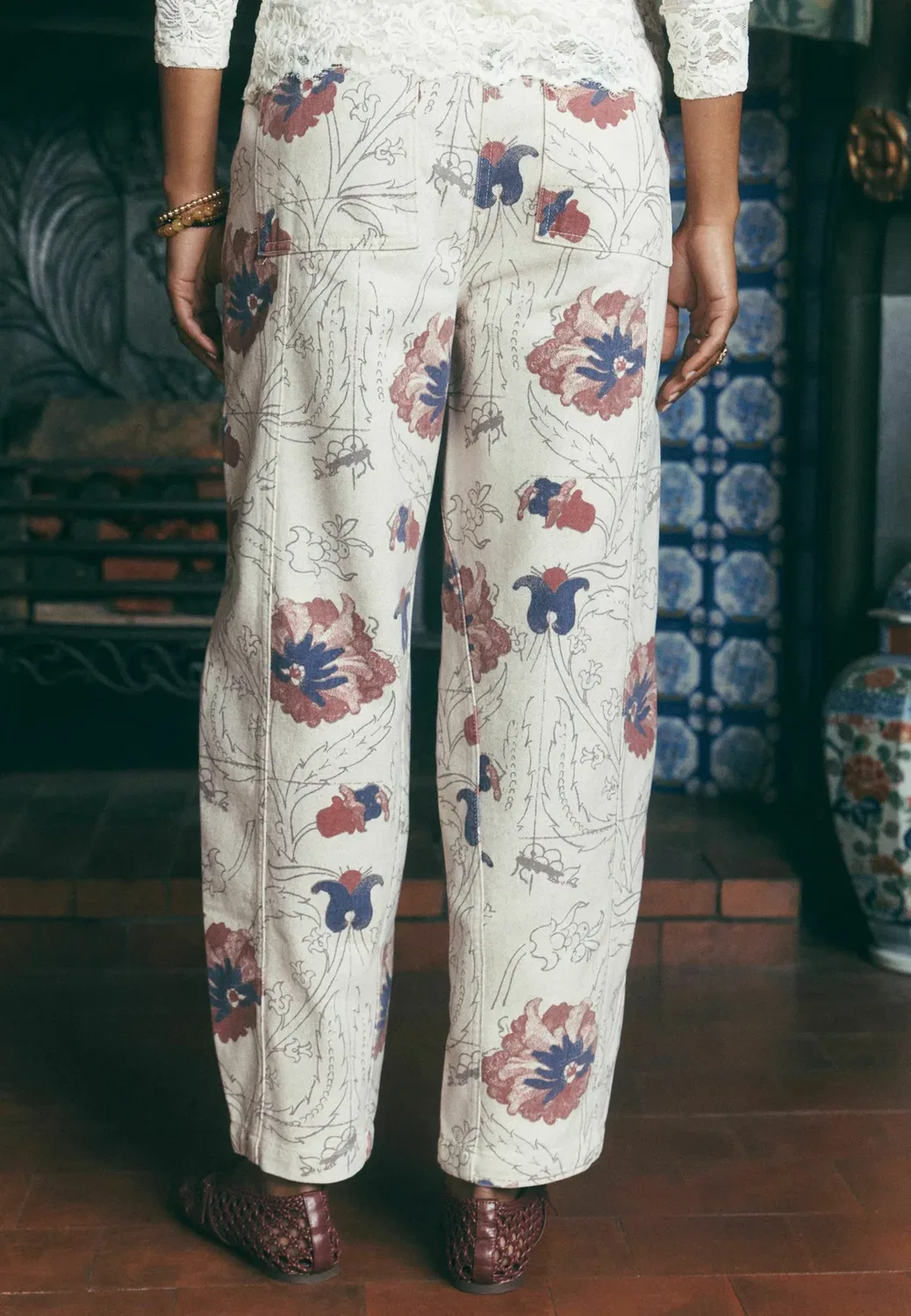 Широкие ноги Next, Ecru Floral Print — фото 3