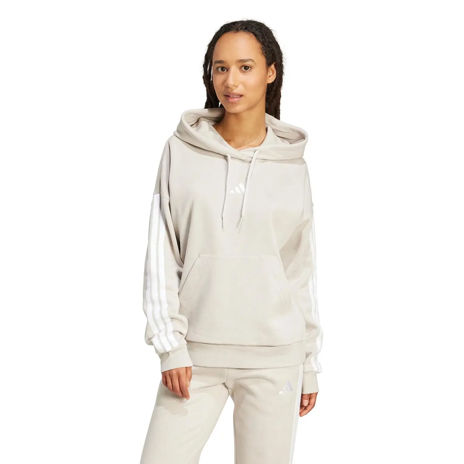 Женская спортивная куртка с принтом adidas Essentials 3-Stripes, Beige Weiss — фото 2