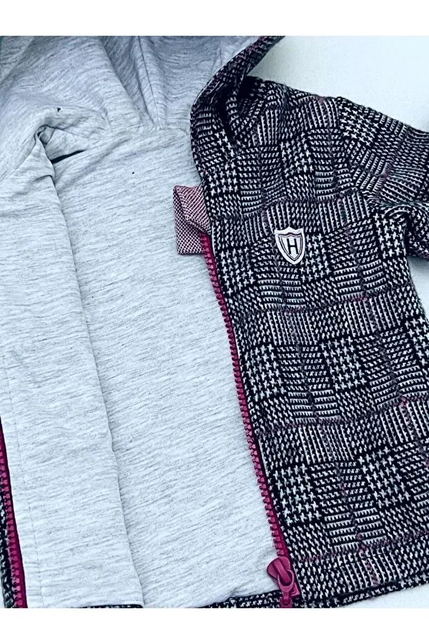 Детское пальто для девочек с капюшоном Kidaxi, Gray — фото 3