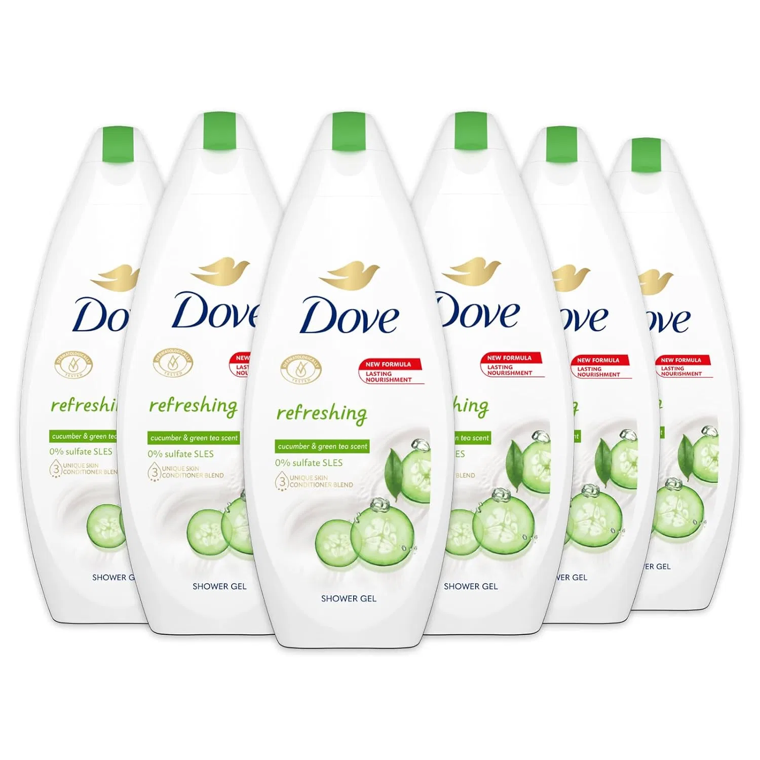 Гель для душа увлажняющий Dove Refreshing, 12x250 мл, с огурцом и зеленым чаем