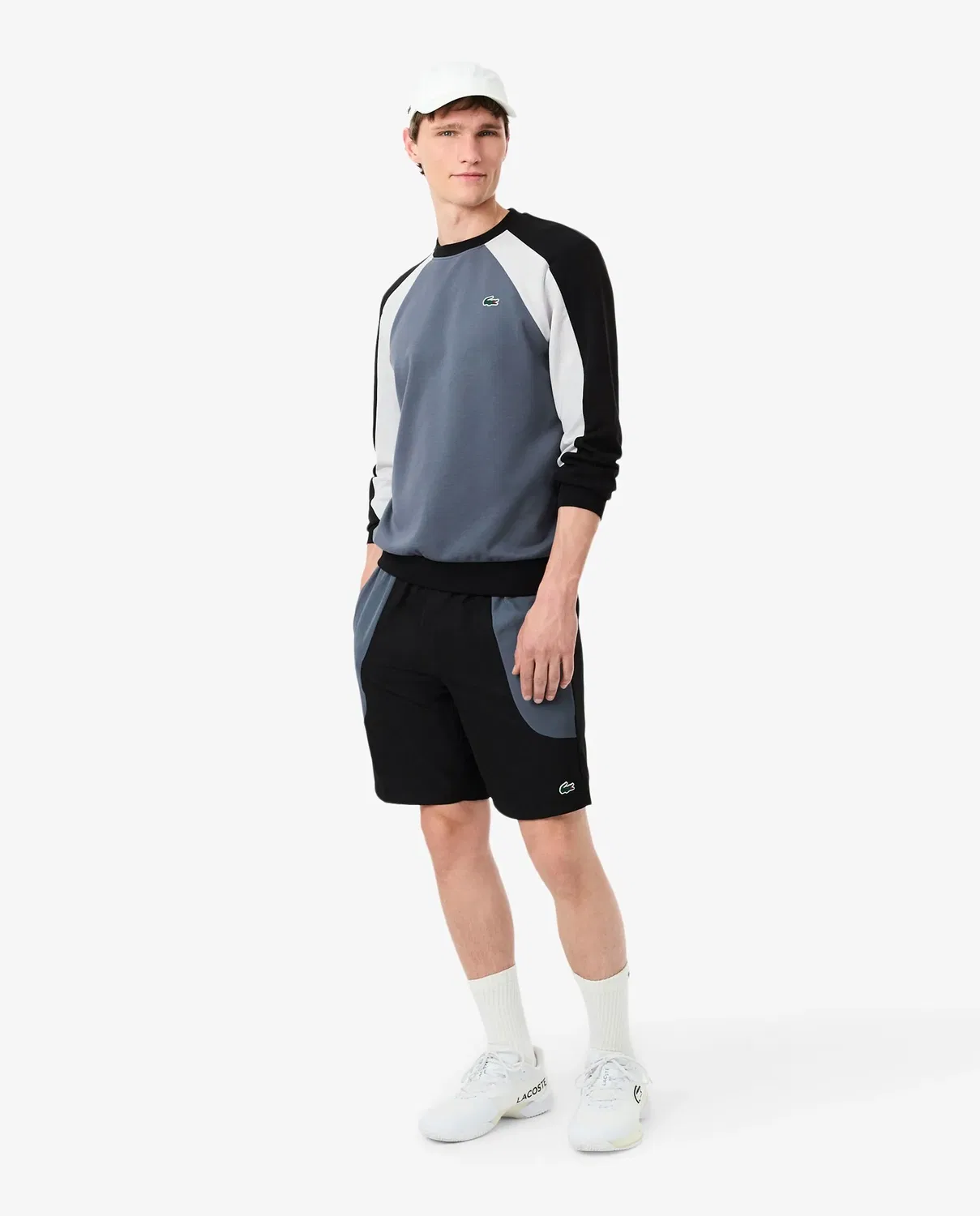 Свитшот Lacoste мужской с цветными блоками, Regular fit, Negro — фото 4