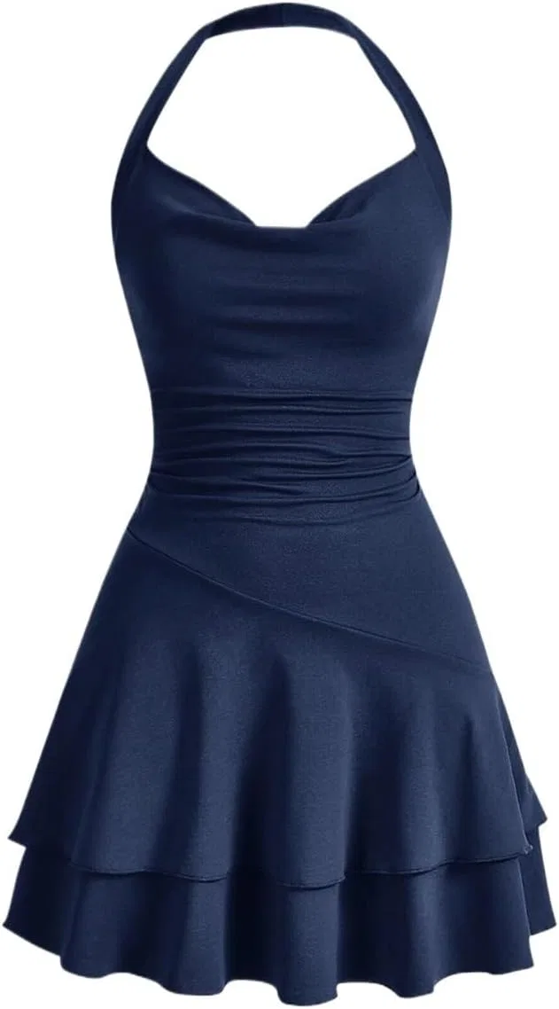Женское ками-платье без спинки с запахом Navy Blue