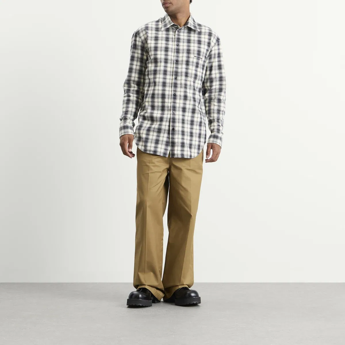 Брюки чинос из хлопка Wide Leg Cotton Chino Pants Balenciaga, Camel — фото 4