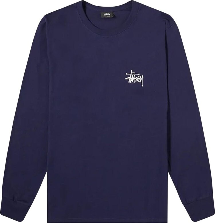 

Лонгслив Stussy Basic Long-Sleeve Tee 'Navy', синий