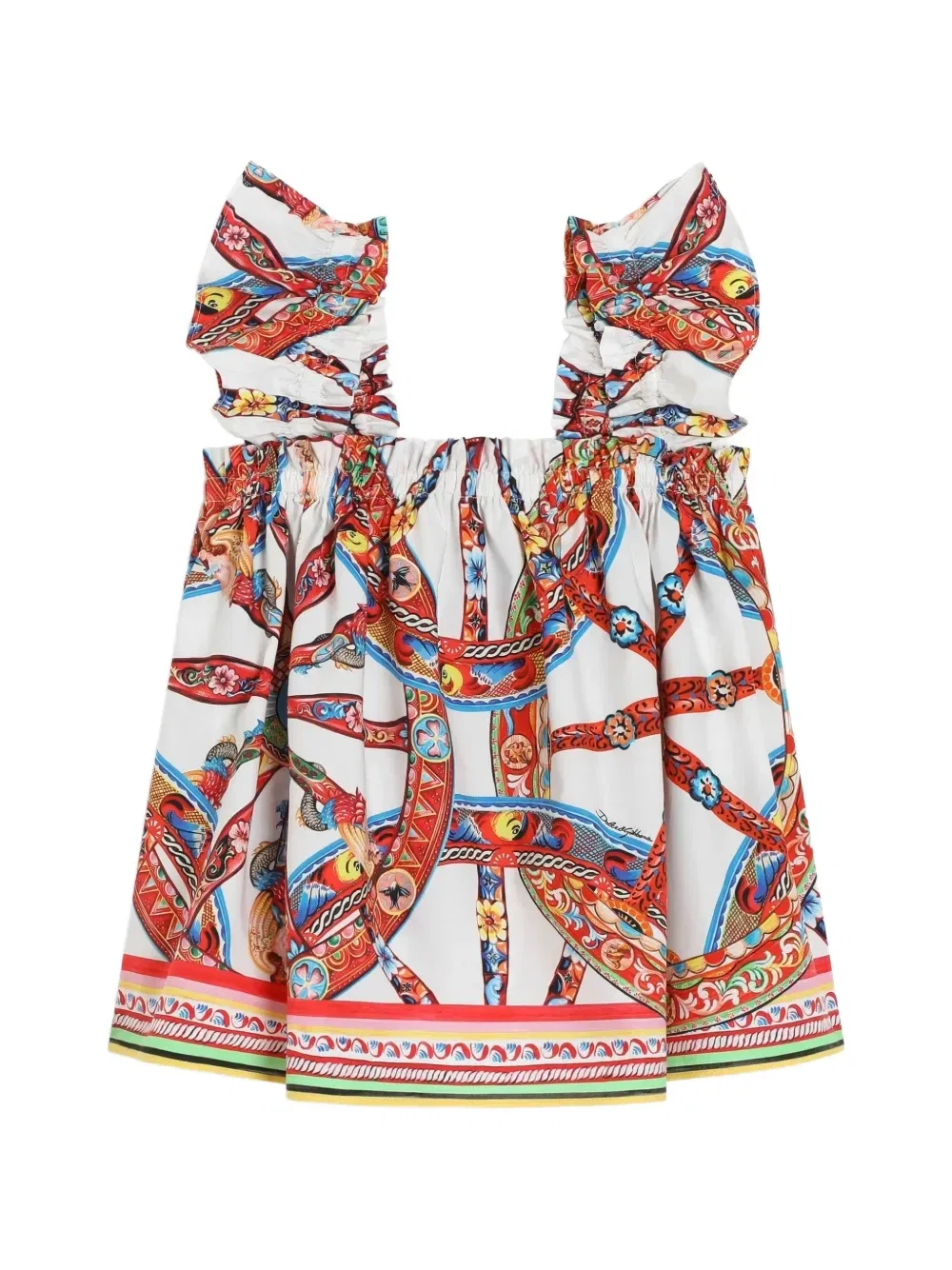Поплиновый топ с принтом Carretto Dolce & Gabbana Kids, белый — фото 2