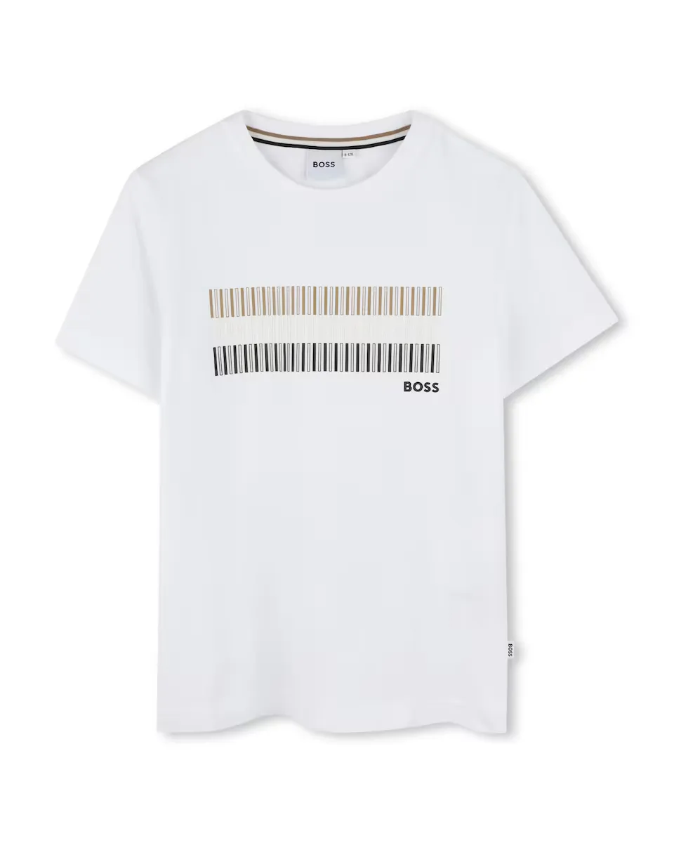 

Футболка для мальчика из белого хлопка BOSS Kidswear, белый