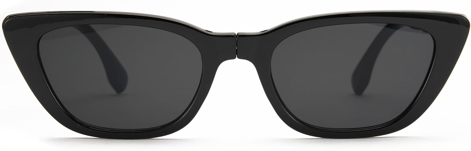 

Складные солнцезащитные очки Cyxus «кошачий глаз» для женщин и мужчин, защита UV400, сверхлегкие, удобные для переноски, складные, модель 1151, 01- Black Frame - Grey Lens