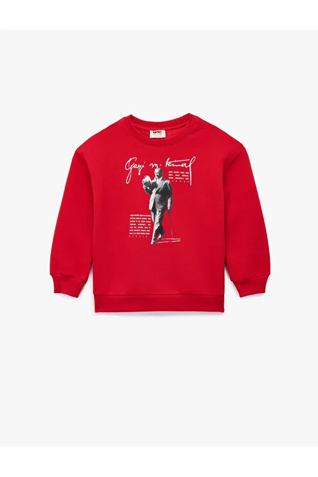 Детские свитшот для девочек с принтом Atatürk Printed Koton, Red