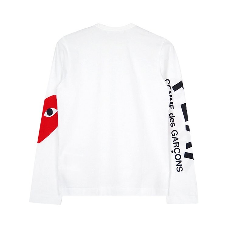 Футболка Comme des Garçons PLAY Oversized Heart Long-Sleeve T-Shirt 'White', белый — фото 3