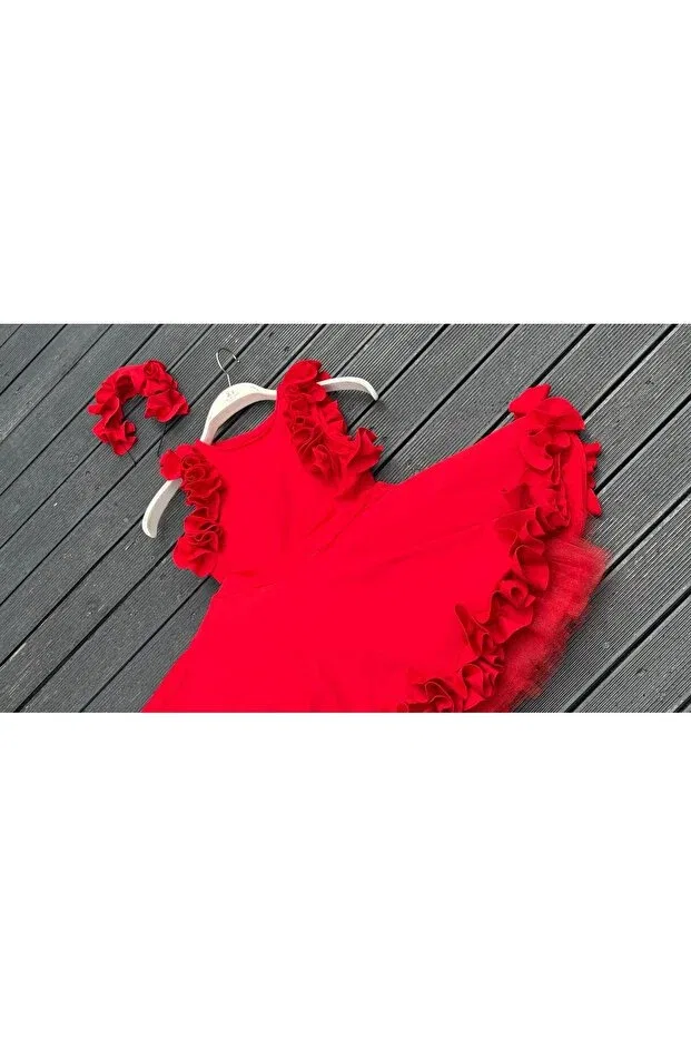 Детское платье для девочек хлопковое Red Poppy Dress Anne Kız Tasarım, Red — фото 3