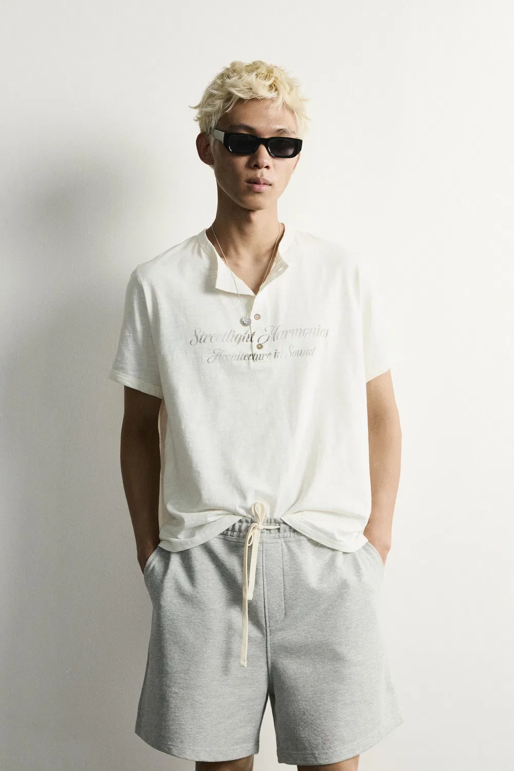 Футболка WASHED HENLEY ZARA, Light beige — фото 2