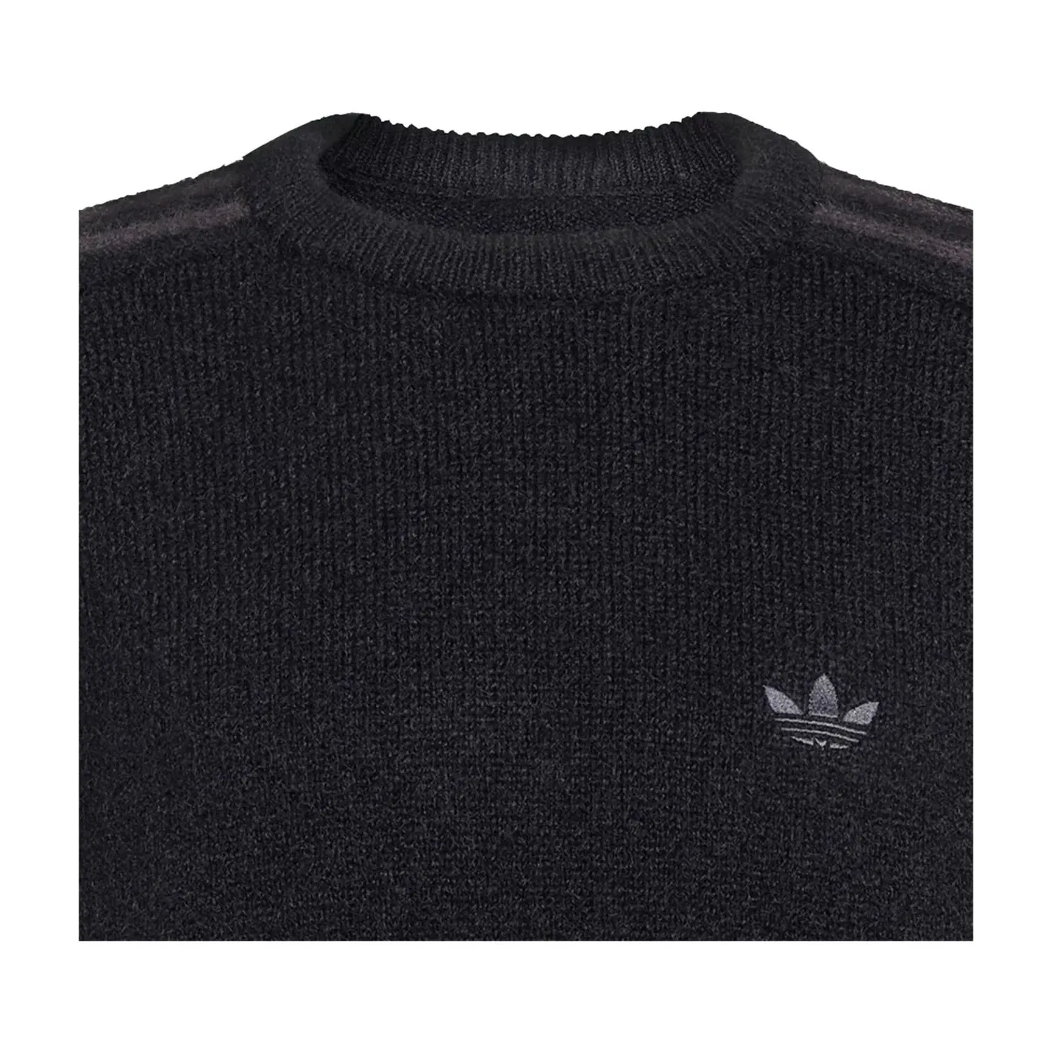 Мужская футболка Three Stripes Fluffy Knit Sweatshirt Asia Sizing 'Black' adidas, черный — фото 2