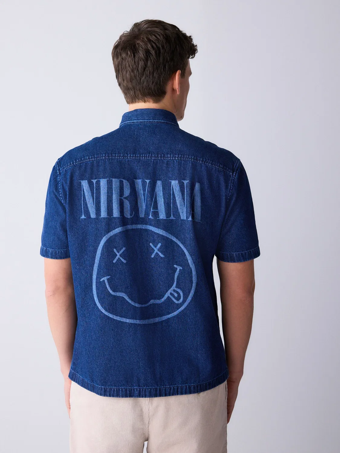 Джинсовая рубашка с принтом Nirvana Next, синяя