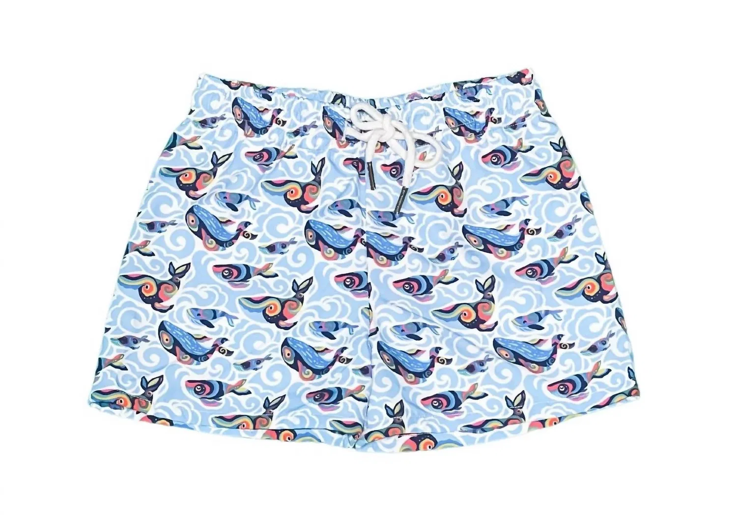 Детские шорты для мальчиков для плавания с принтом Happy Whales Saltwater Boys Co., синий