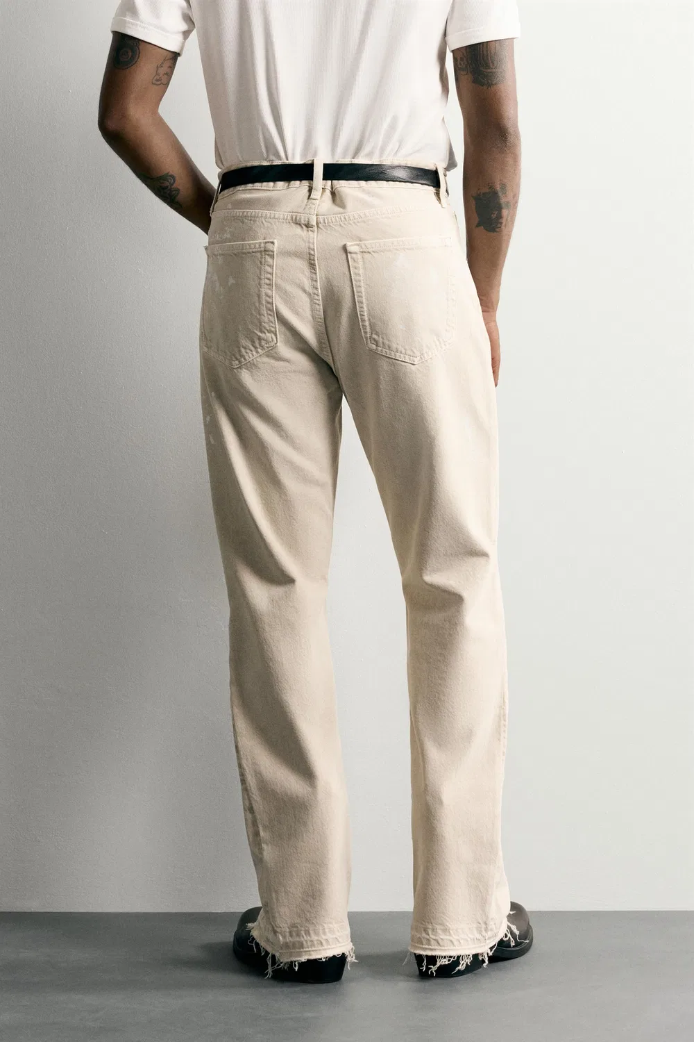 Джинсы с расклешенным кроем и эффектом брызг краски. ZARA, Light tan — фото 3