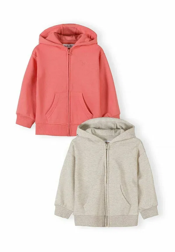Толстовка на молнии, хлопок и полиэстер, 2 pack with zip and kangaroo pocket - hoodie - zip-up sweatshirt Minoti, Coral Cream, коралловый