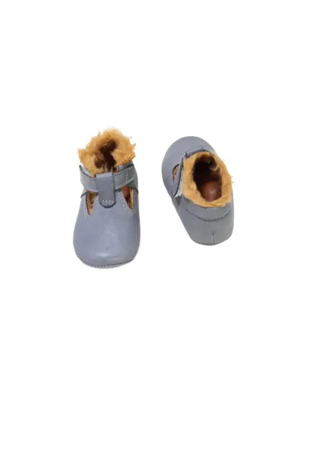 Детские ботиночки для новорожденных кожаные Classic slip-on Kapar, Gray — фото 4
