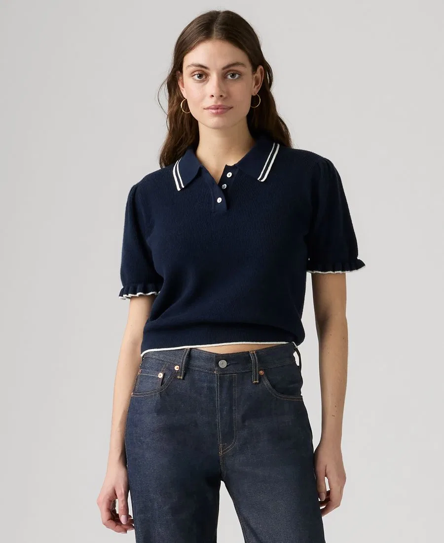 Женская футболка-поло с коротким рукавом Levi's, Navy Blazer / Egret